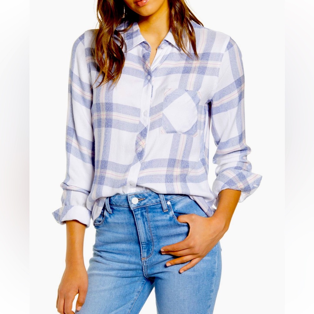 Rails Hunter Plaid XS White Slate Rose Excellent Rarely Worn Condition